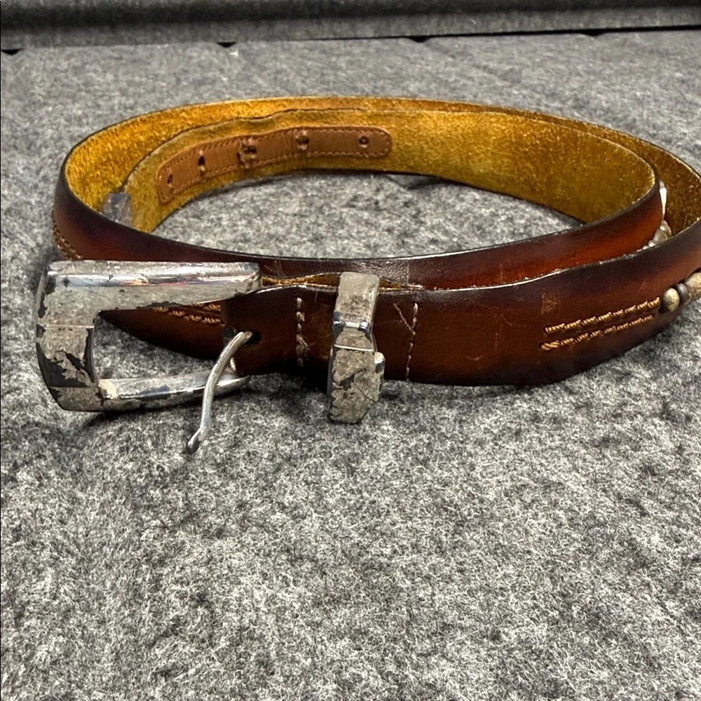 Brighton ONYX Tan Leather Belt with Distinctive Silver Buckle